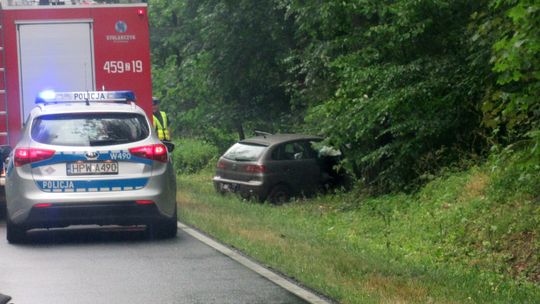 Dwie osoby zostały ranne. Auto wpadło w poślizg i znalazło się w rowie 