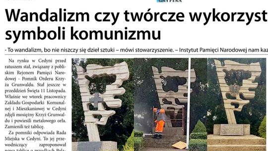 Gazeta powiatowa o sprawie zniszczenia pomnika