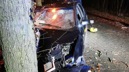 Śmiertelny wypadek w Moryniu. Samochód uderzył w drzewo