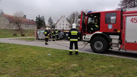 Zapalił się śmietnik. Mieli problem z dojazdem do pożaru.