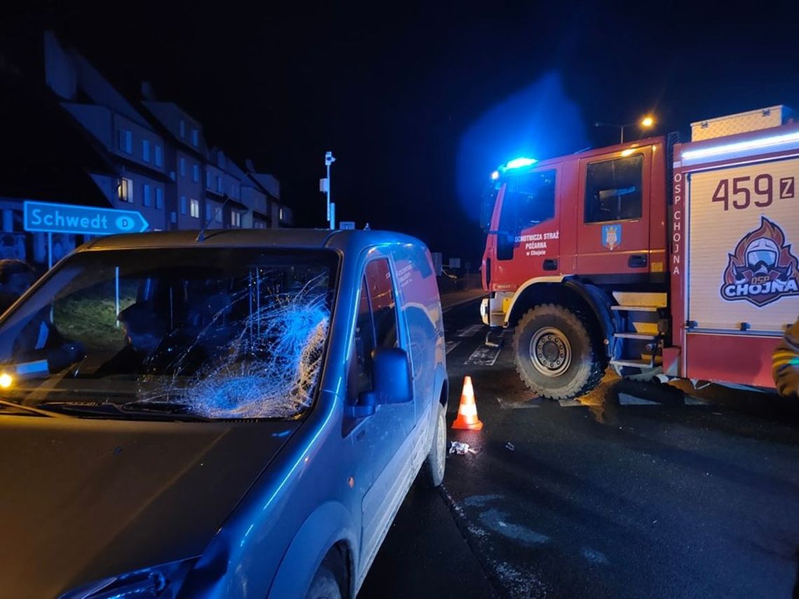 Potrącenie pieszego w Chojnie. Rannego przetransportowano do szpitala