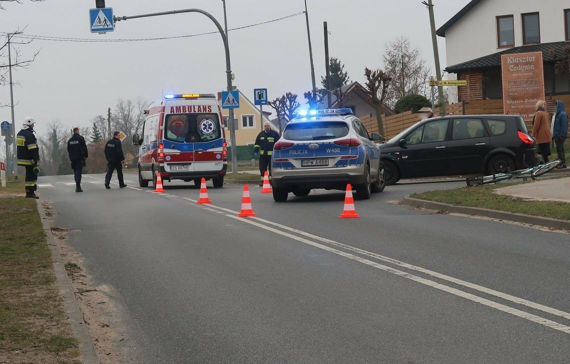 Wypadek w Cedyni z udziałem rowerzysty i motorowerzysty [ZDJĘCIA]